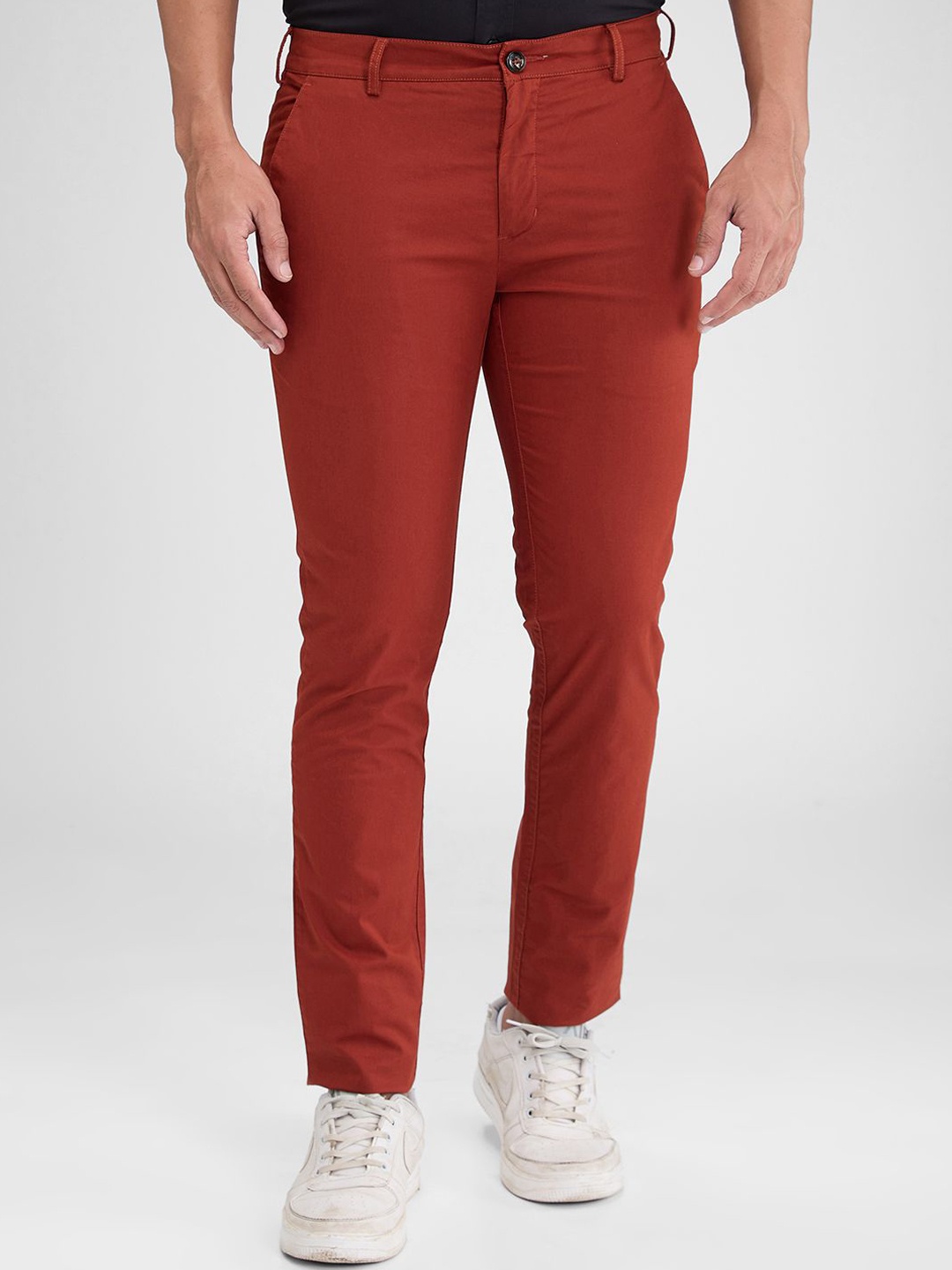 

ColorPlus Men Slim Fit Mid-Rise Trousers, Red