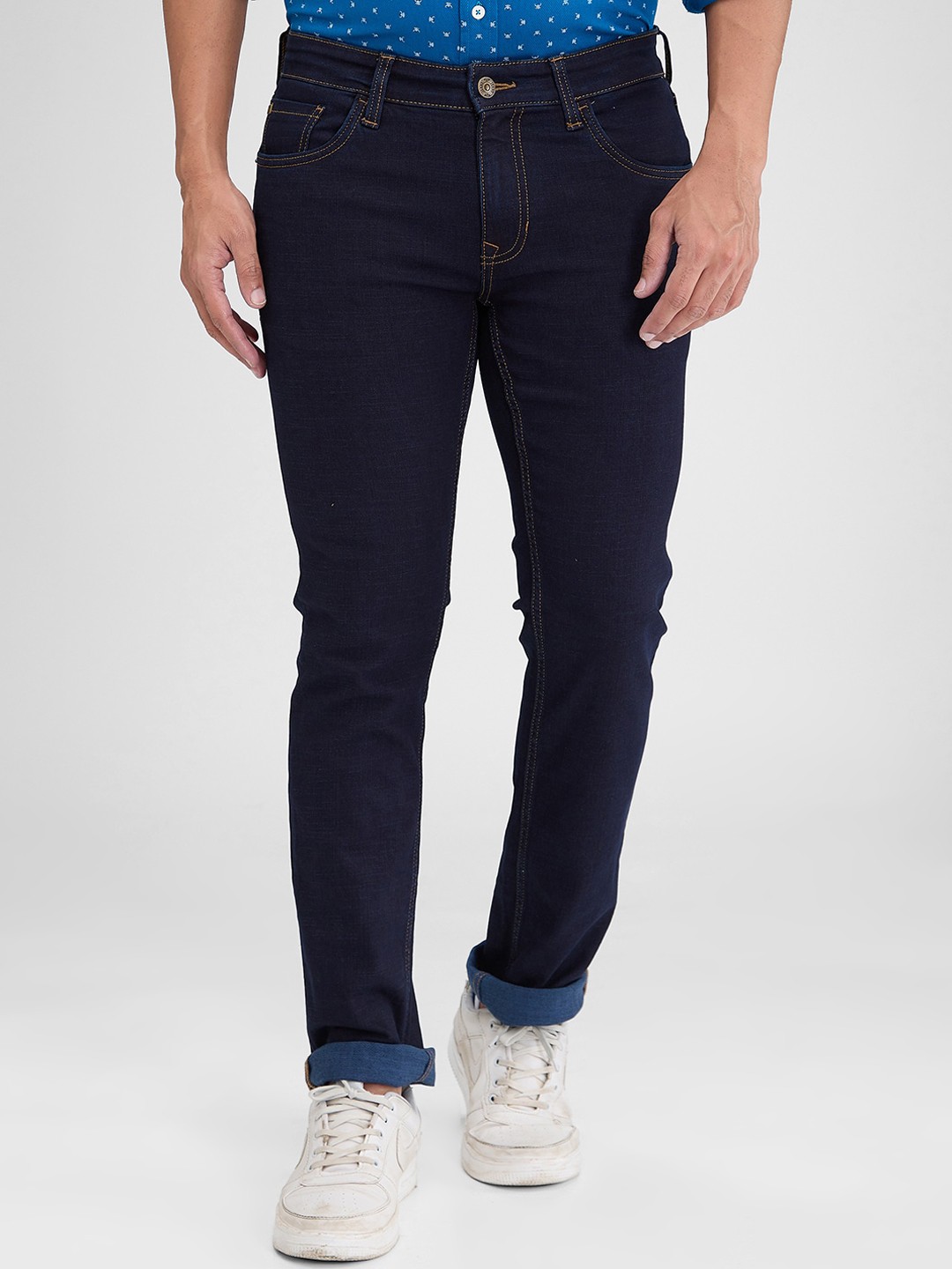 

ColorPlus Men Slim Fit Mid Rise Clean Look Jeans, Blue