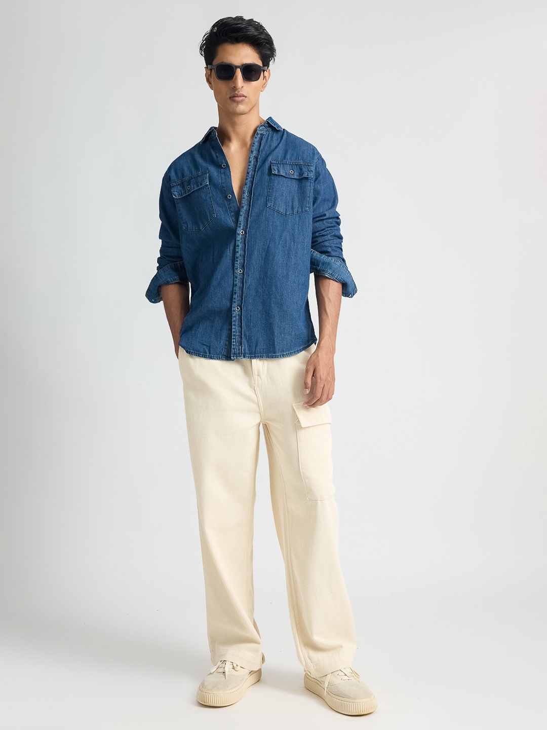 

FREAKINS Opaque Casual Shirt, Blue
