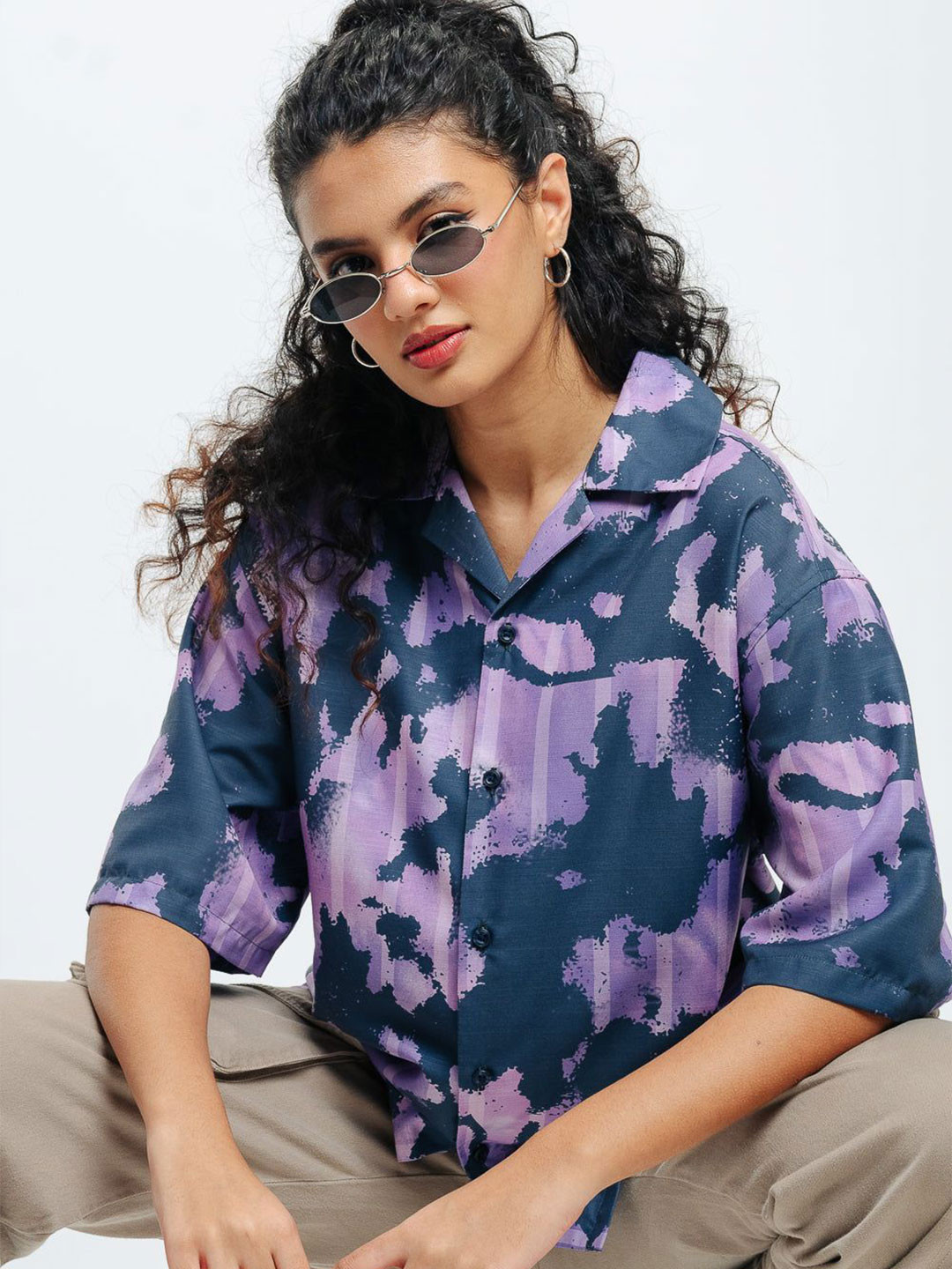 

FREAKINS Abstract Printed Casual Shirt, Purple