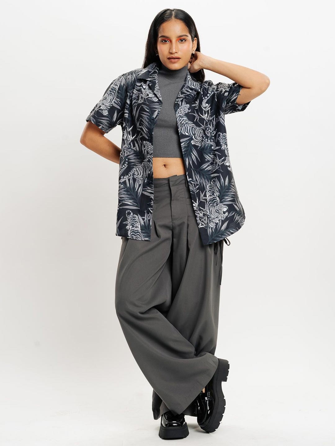 

FREAKINS Floral Printed Casual Shirt, Black