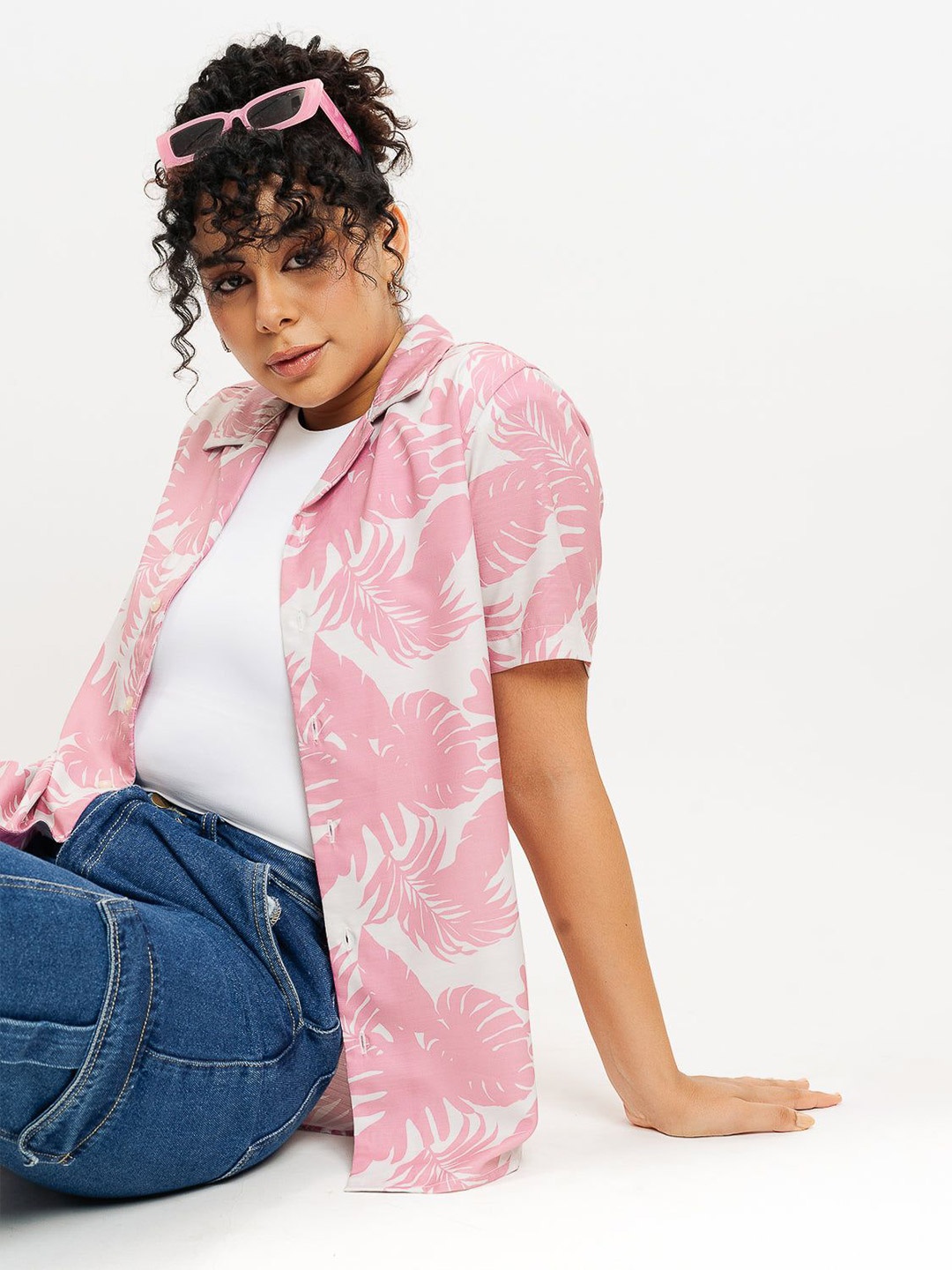 

FREAKINS Floral Printed Casual Shirt, Pink