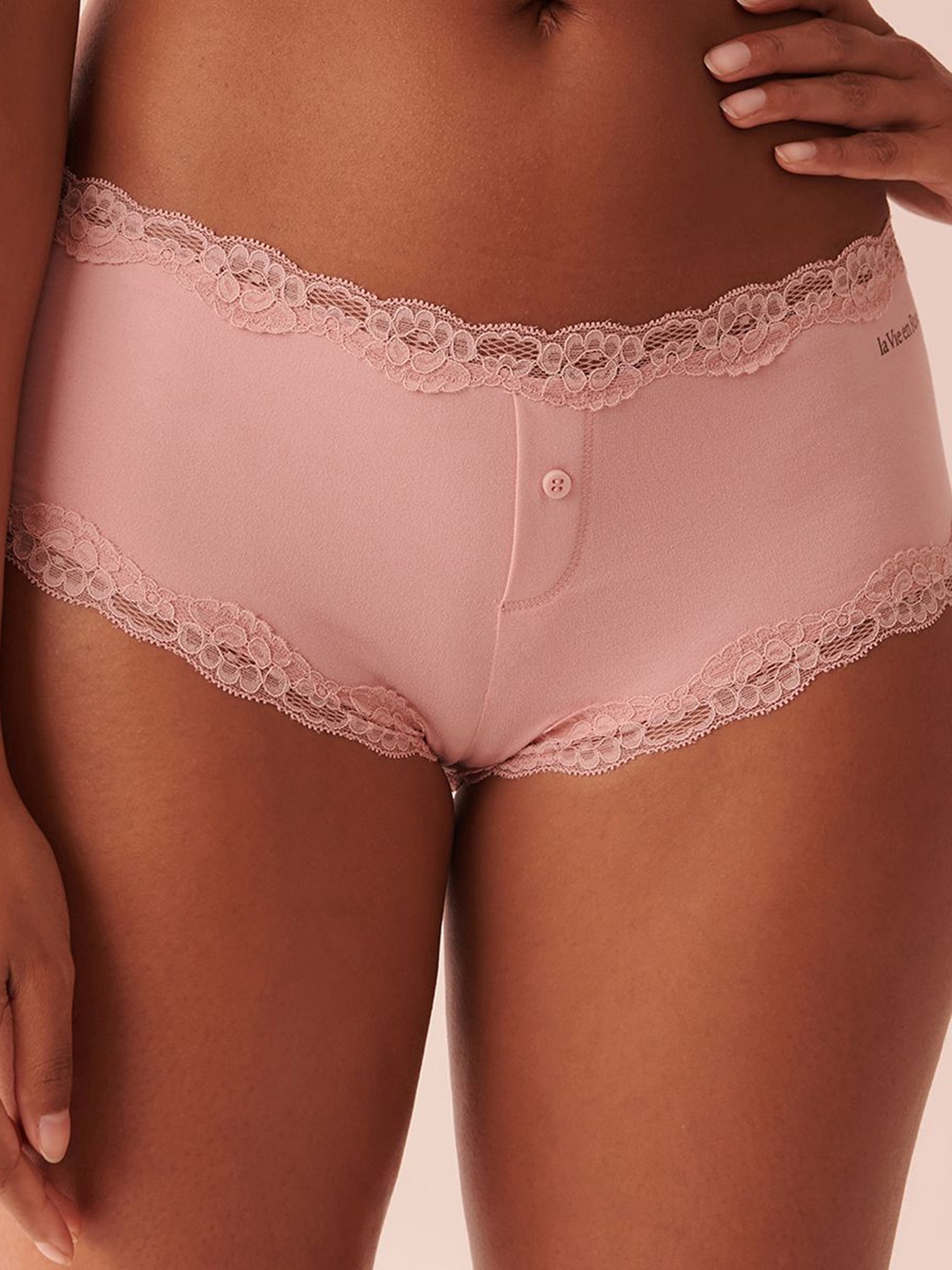 

La Vie en Rose Super Soft Lace Detailed Boyleg Briefs 20100354_60160, Pink