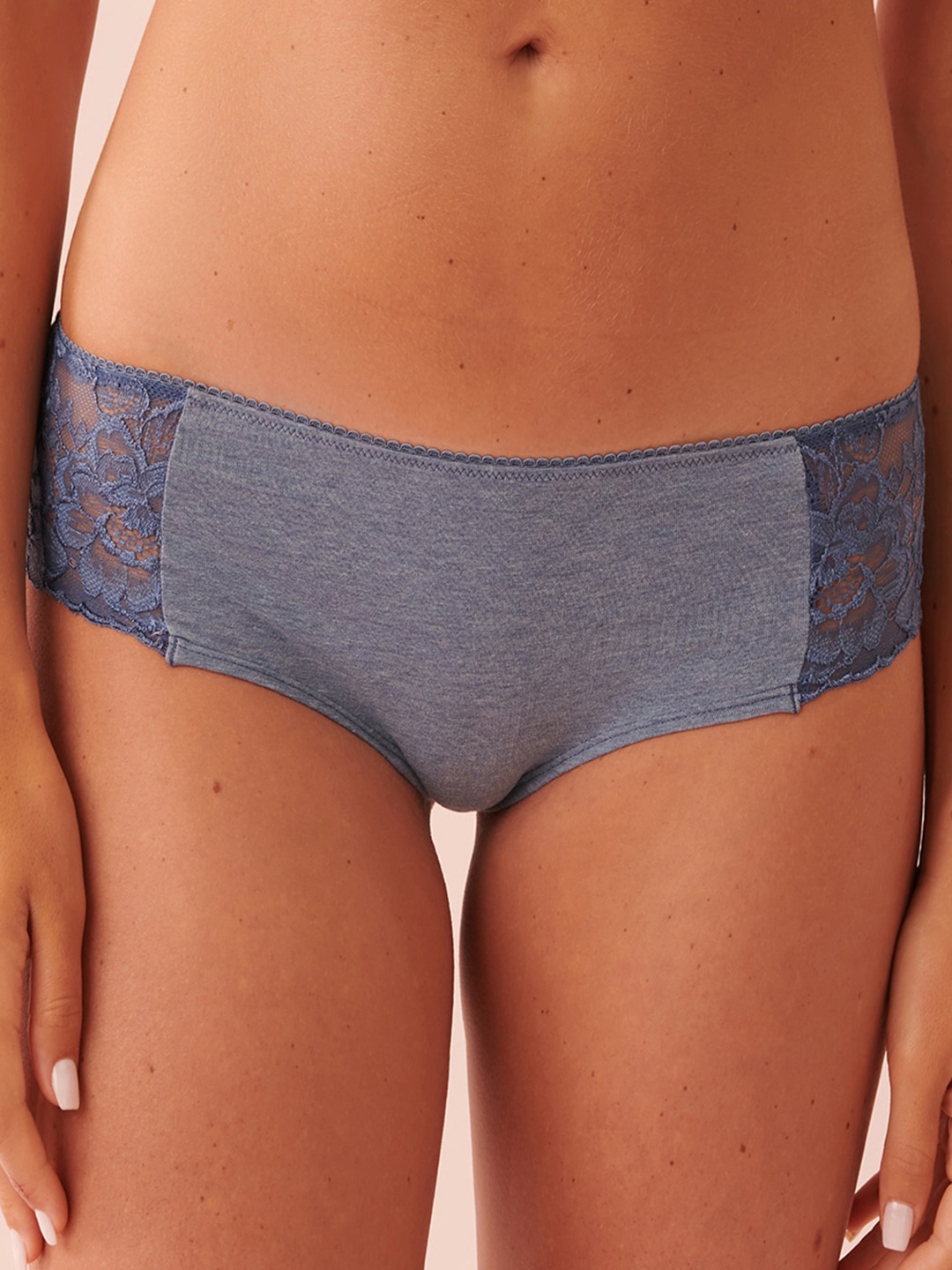 

La Vie en Rose Cotton & Scalloped Lace Detailed Hipster Briefs, Blue