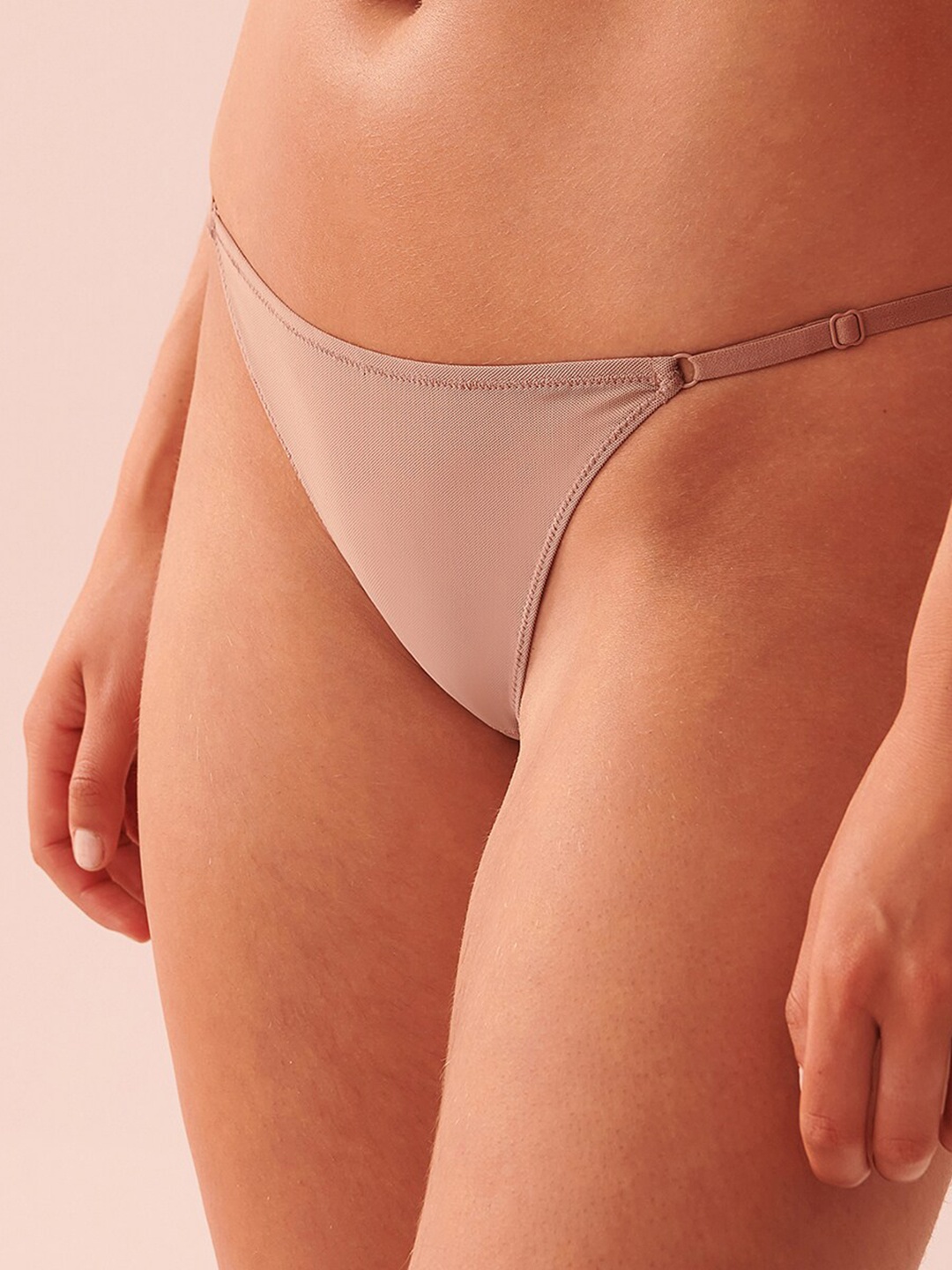 

La Vie en Rose Adjustable Mesh Bikini Briefs, Brown