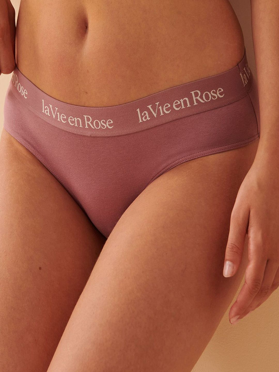 

La Vie en Rose Cotton & Logo Designed Band Bikini Briefs, Purple