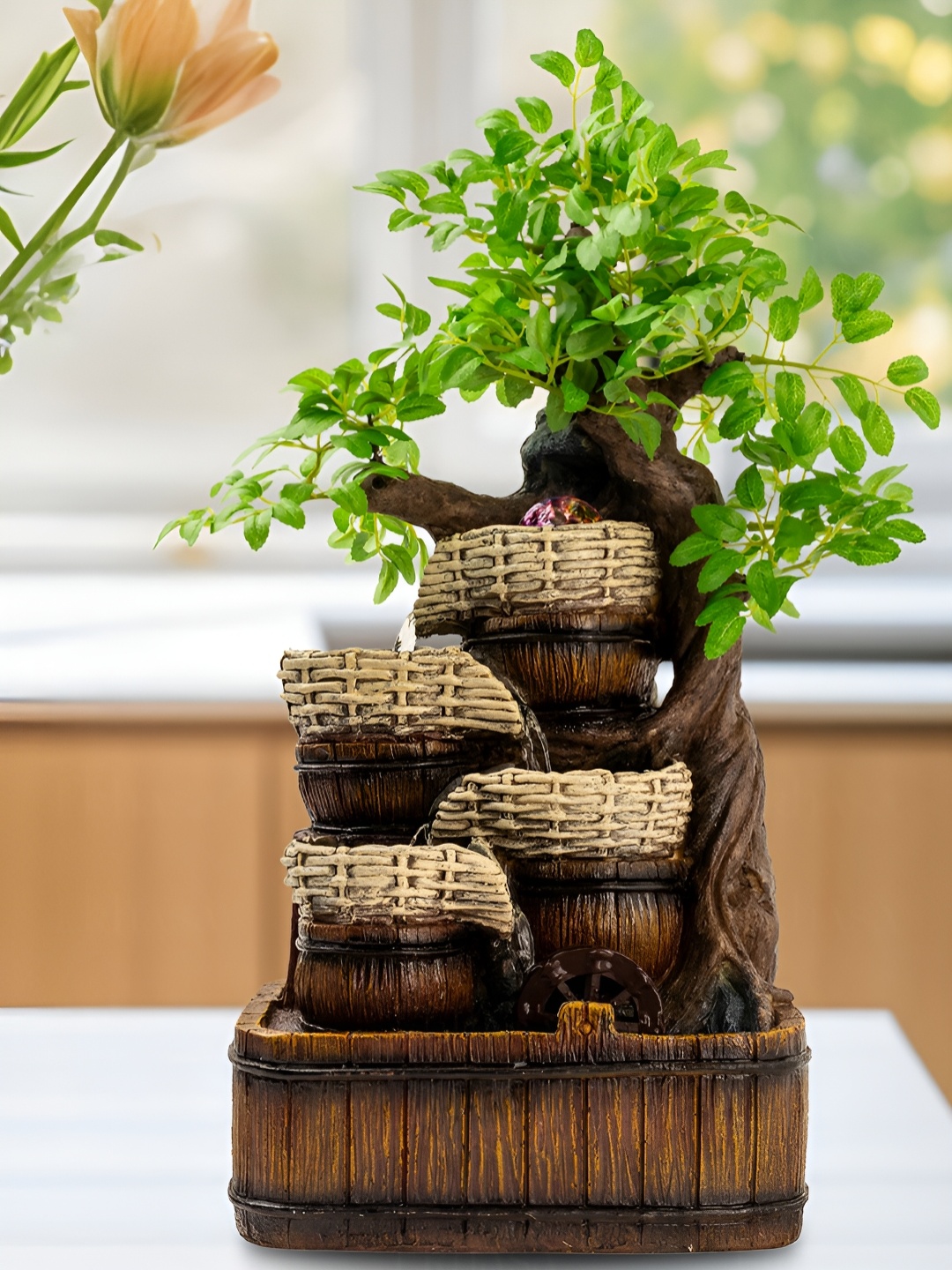 

Ekhasa Brown Resin Tabletop Water Fountain