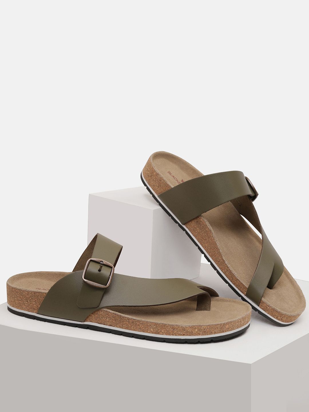 

Blackberrys Men Leather Comfort Sandals, Green
