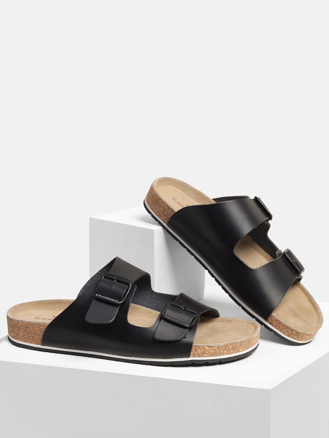 

Blackberrys Men Leather Comfort Sandals, Black