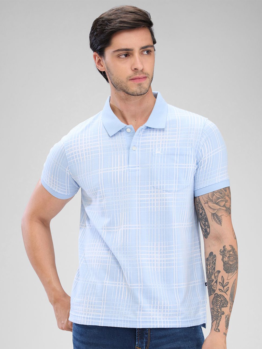 

Parx Men Abstract Printed Polo Collar T-shirt, Blue