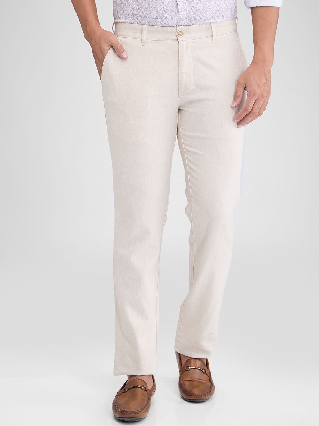 

Parx Men Mid-Rise Slim Tapered Fit Trouser, Beige