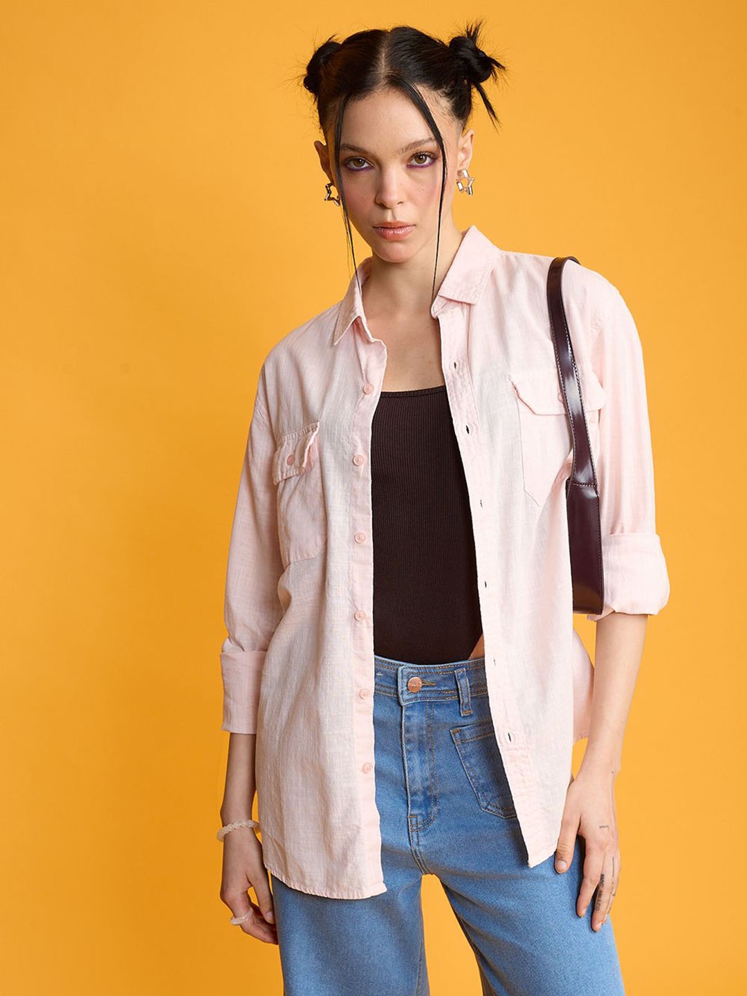 

FREAKINS Long Sleeves Casual Shirt, Pink