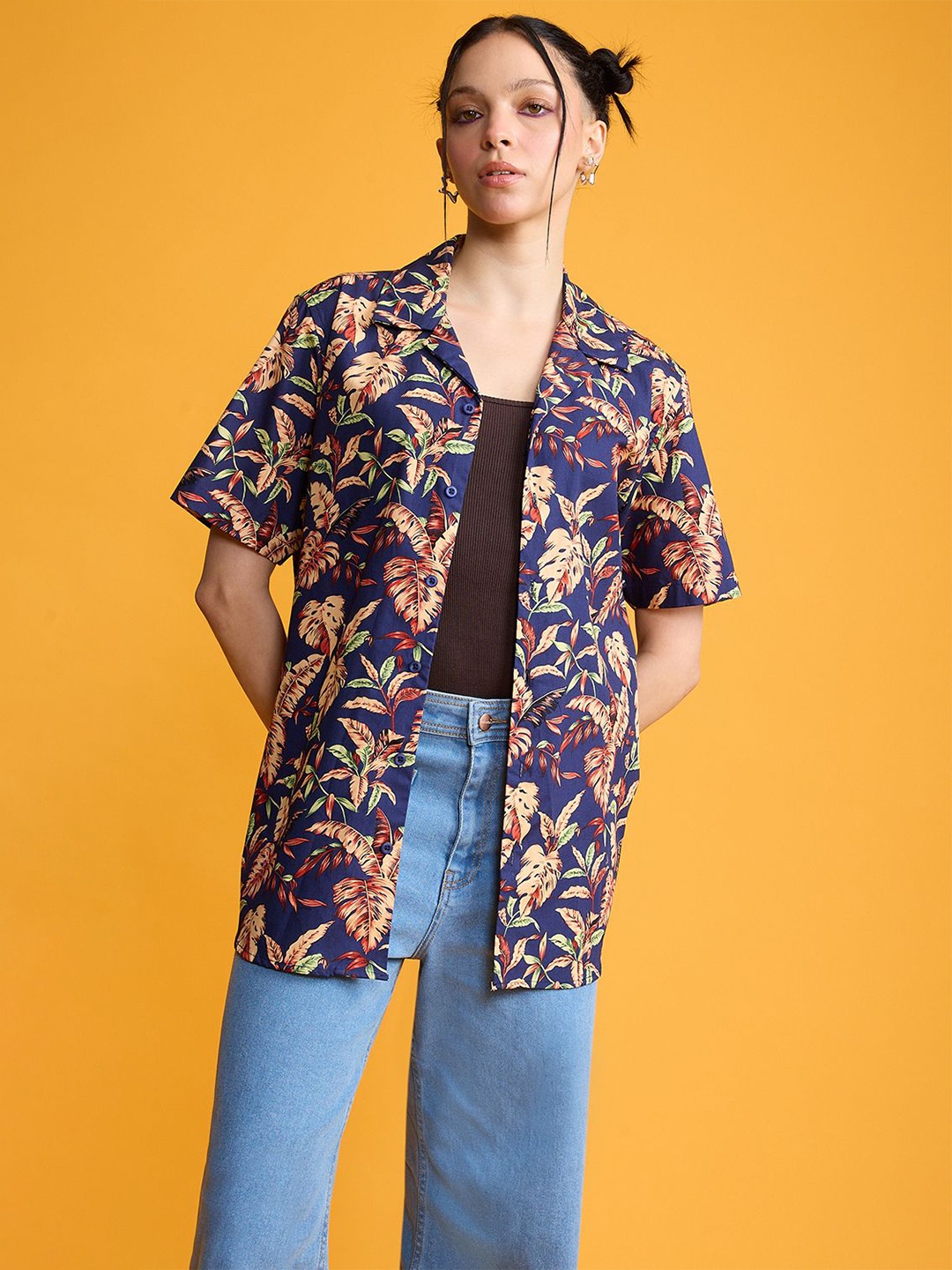 

FREAKINS Floral Opaque Printed Casual Shirt, Navy blue