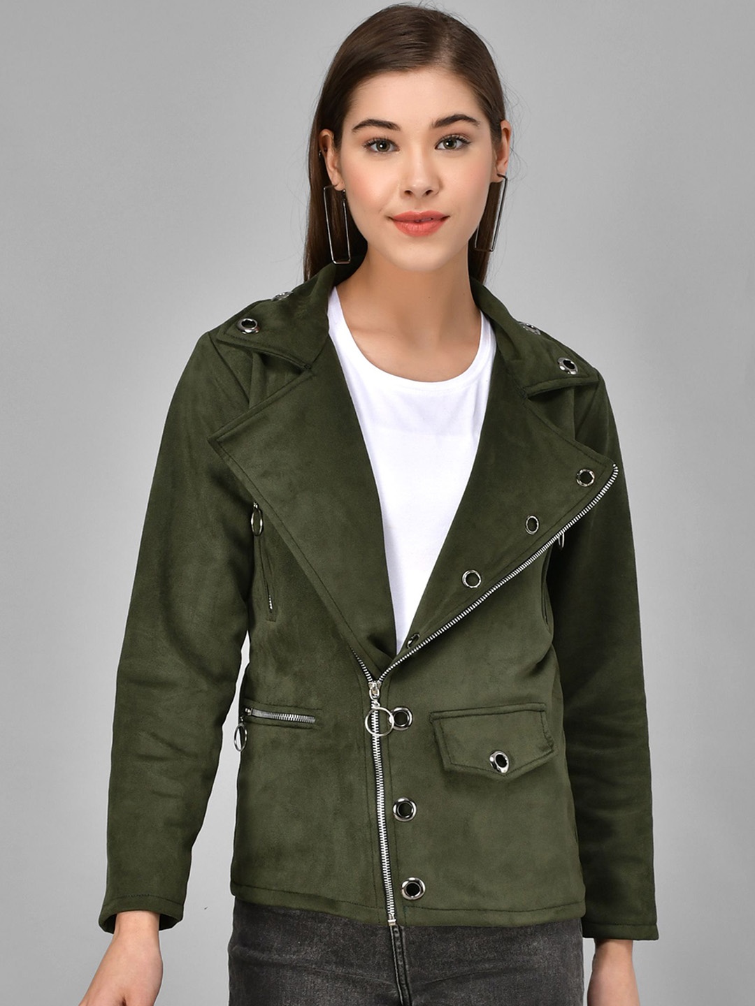 

TANDUL Lightweight Biker Jacket, Green