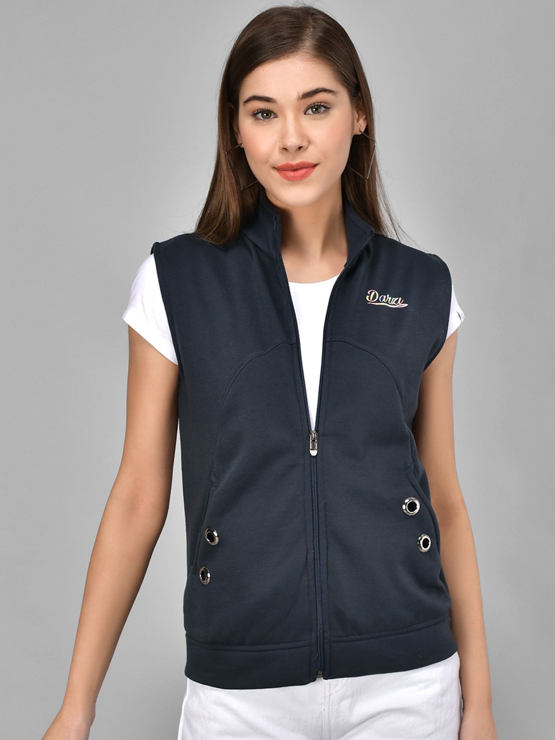 

TANDUL Lightweight Open Front Jacket, Navy blue