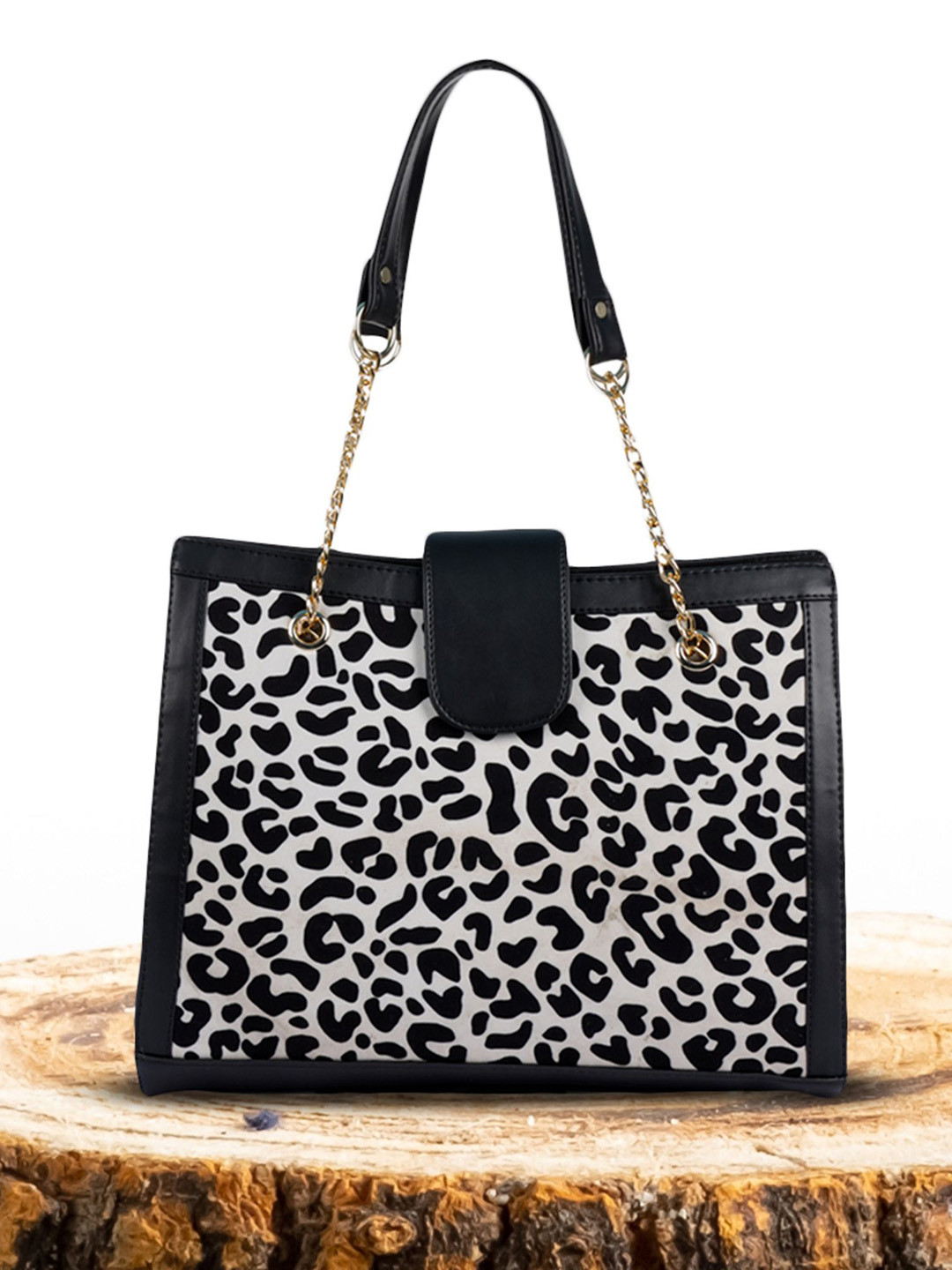 

MINI WESST Animal Embellished PU Structured Shoulder Bag, Black
