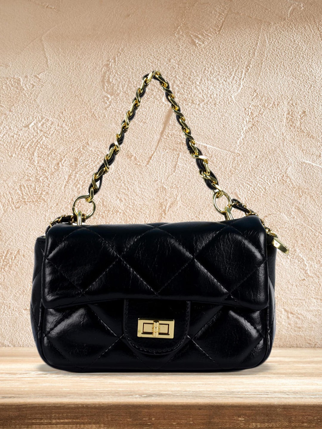 

MINI WESST Henley Textured Structured Sling Bag, Black