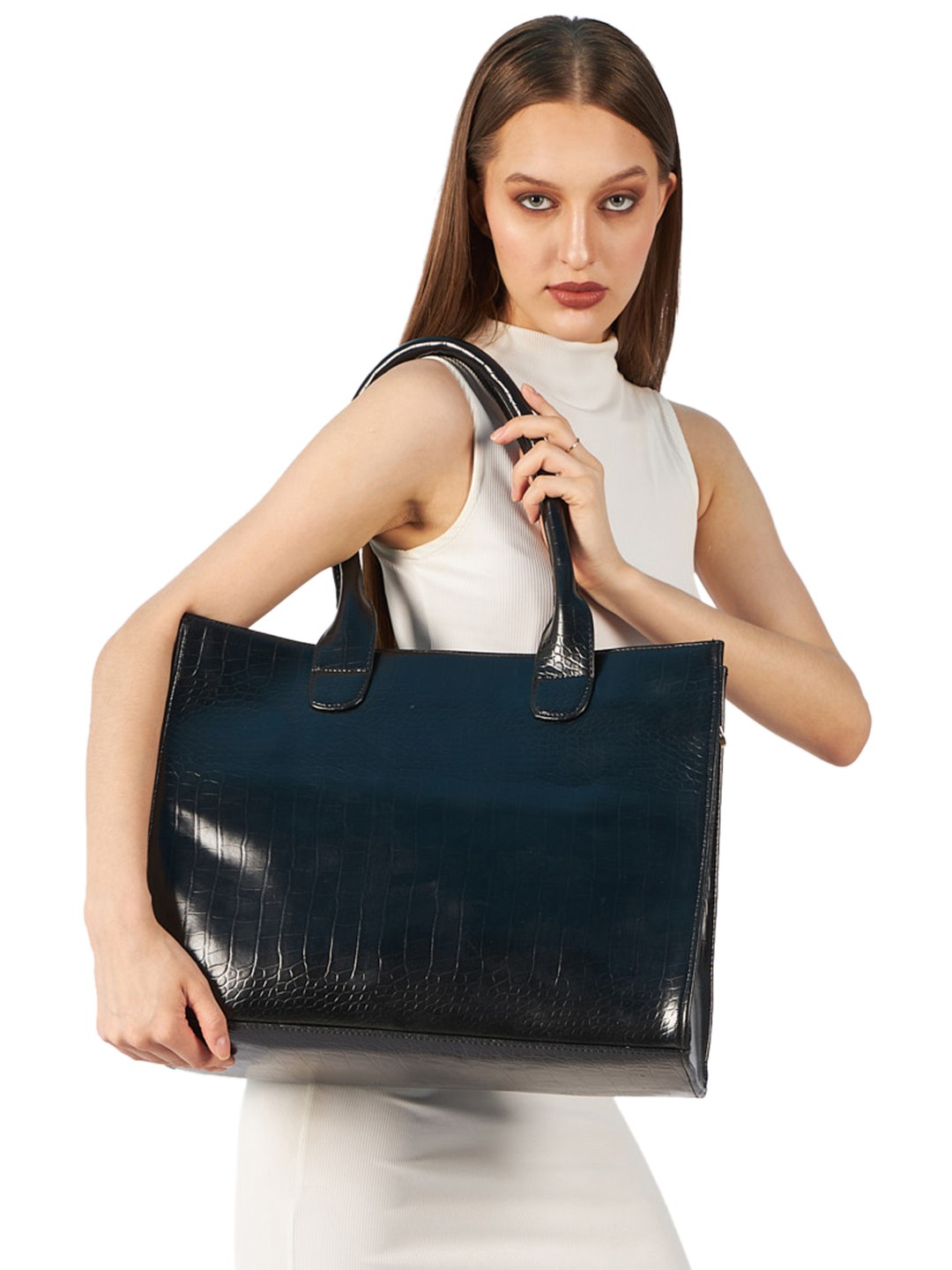 

MINI WESST Bag It Up Textured Oversized Structured Shoulder Bag, Black