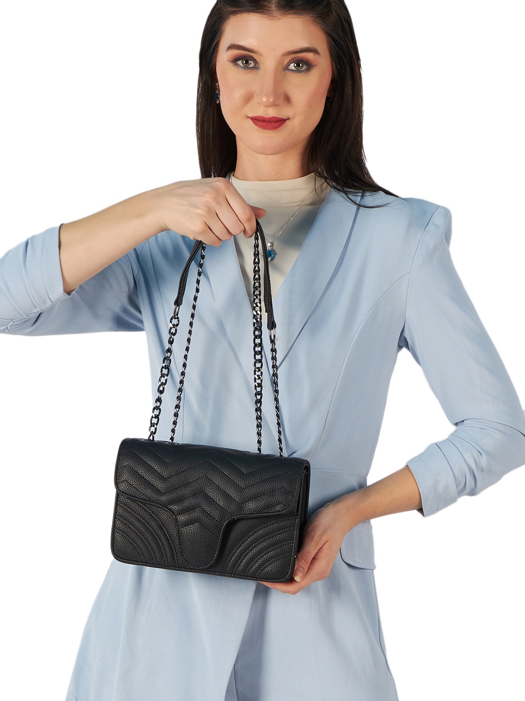 

MINI WESST Textured Structured Sling Bag, Black
