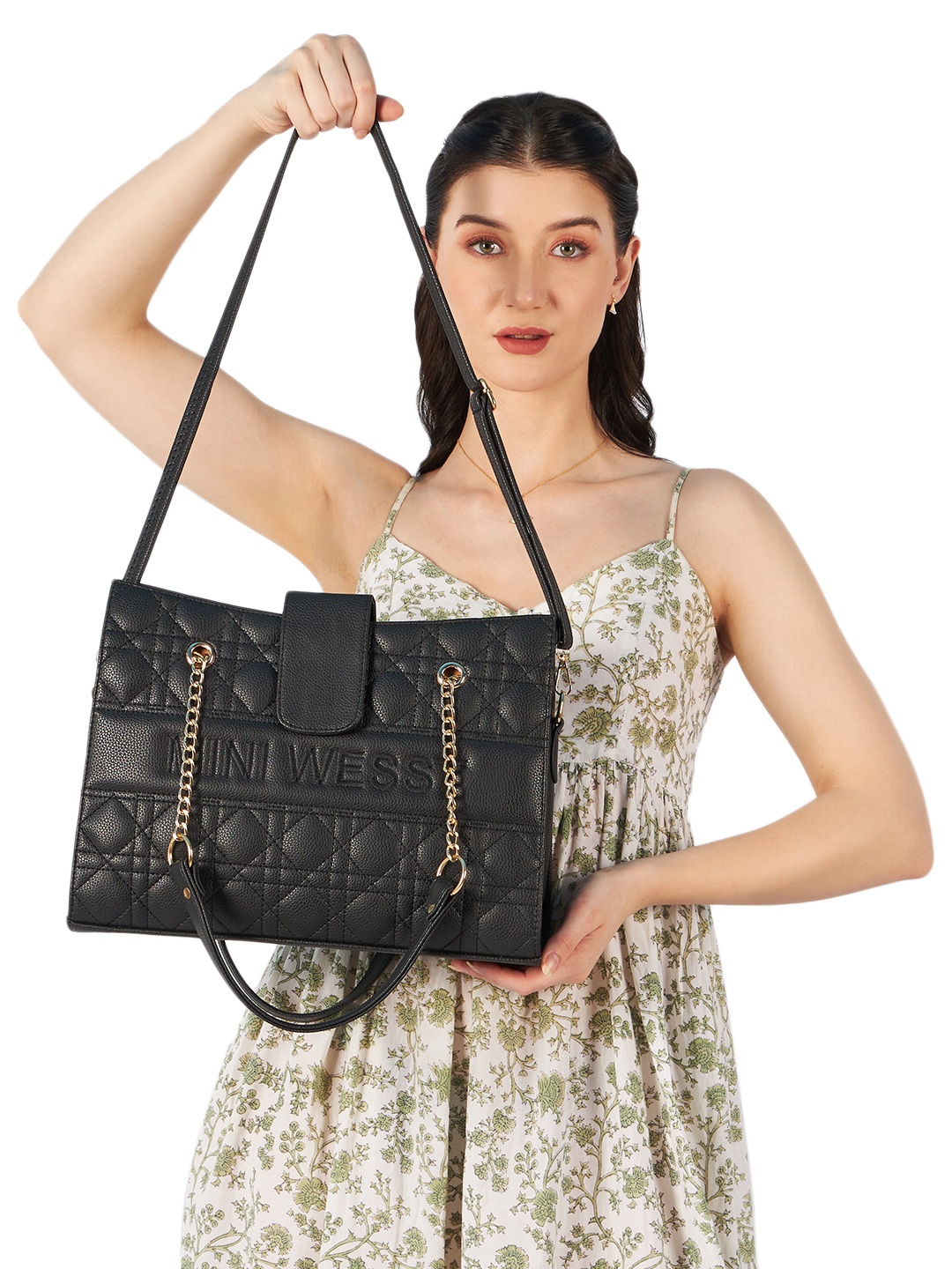 

MINI WESST Structured Shoulder Bag with Quilted, Black