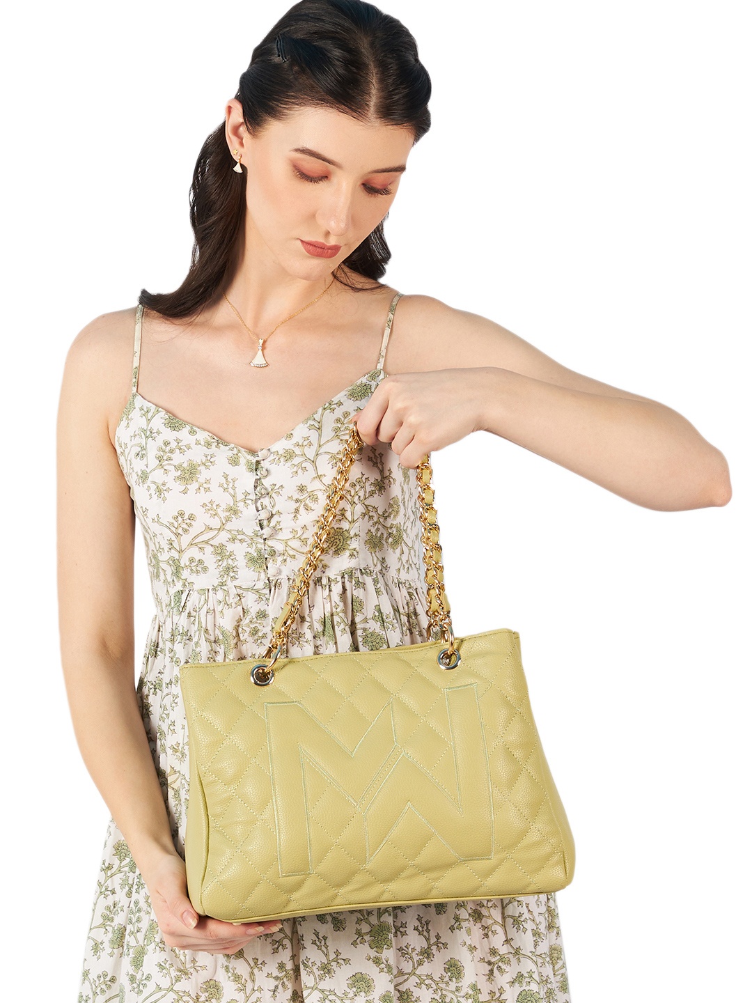 

MINI WESST Structured Handheld Bag with Quilted, Green