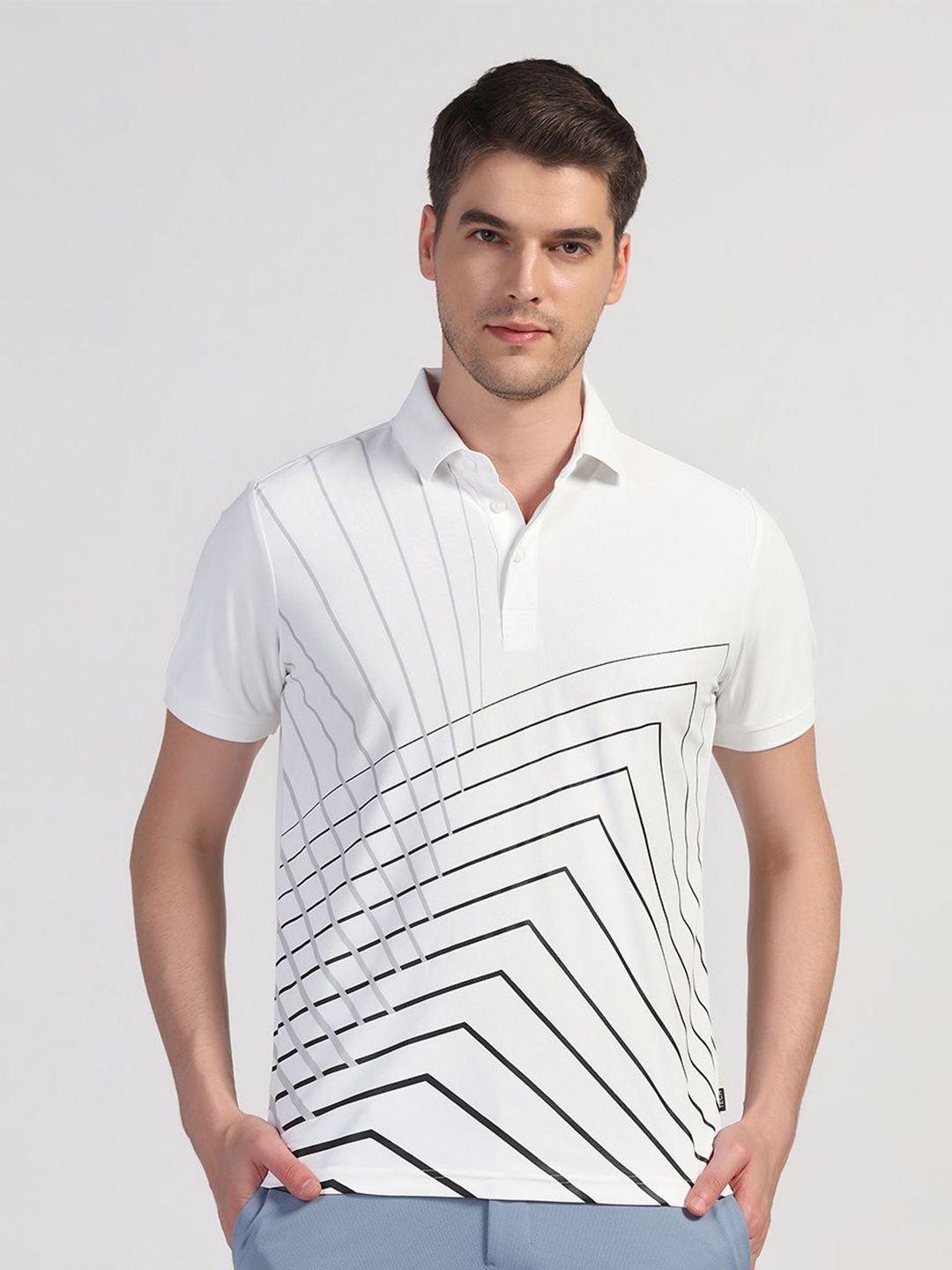 

Blackberrys Men White Printed TechPro Polo Tshirts
