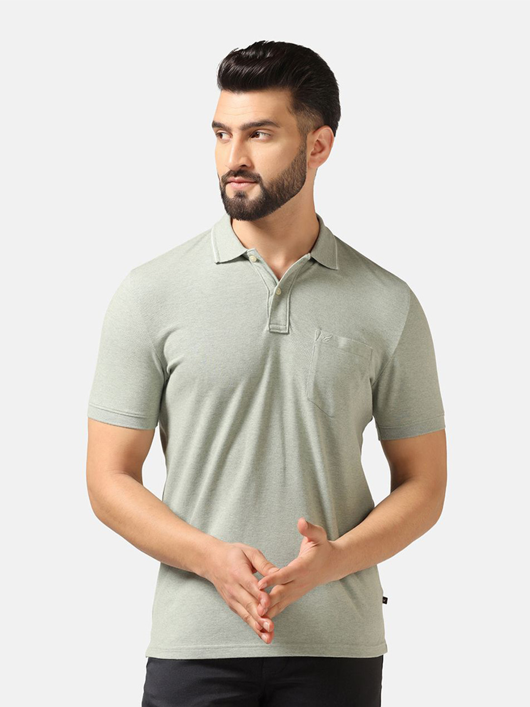

Blackberrys Polo Collar Short Sleeves Slim Fit Cotton T-shirt, Green