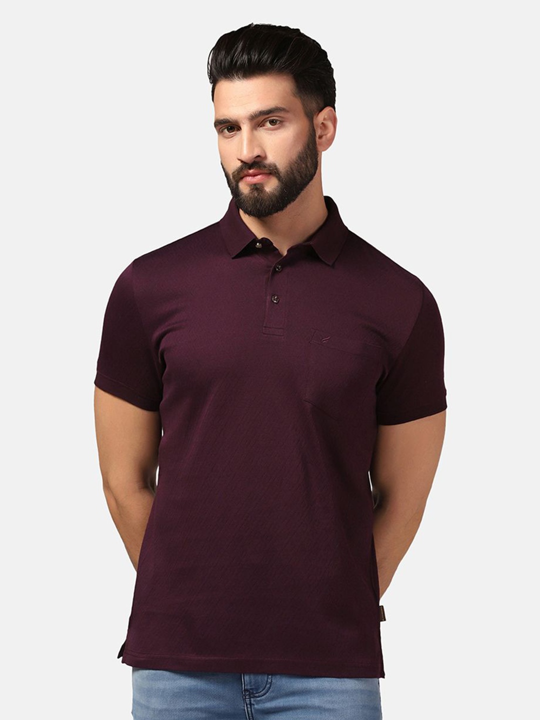 

Blackberrys Polo Collar Cotton Slim Fit T-shirt, Purple