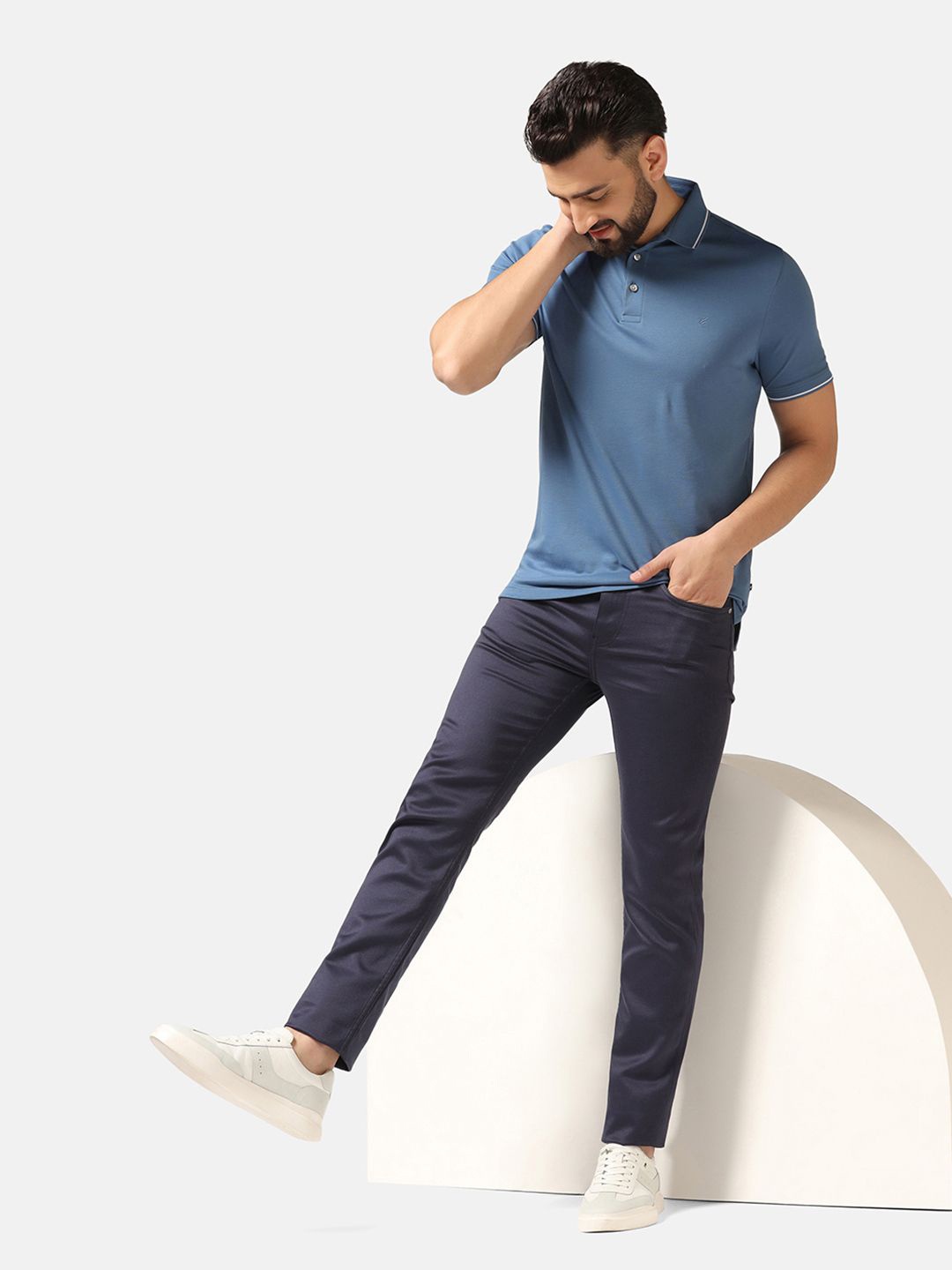 

Blackberrys Polo Collar Cotton Slim Fit T-shirt, Blue