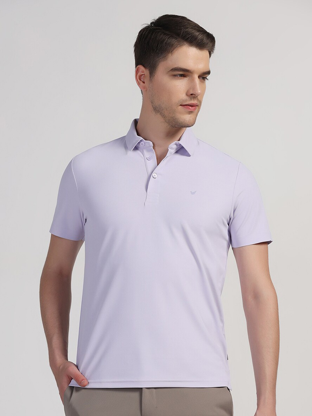 

Blackberrys Men Lavender Solid TechPro Polo Tshirts