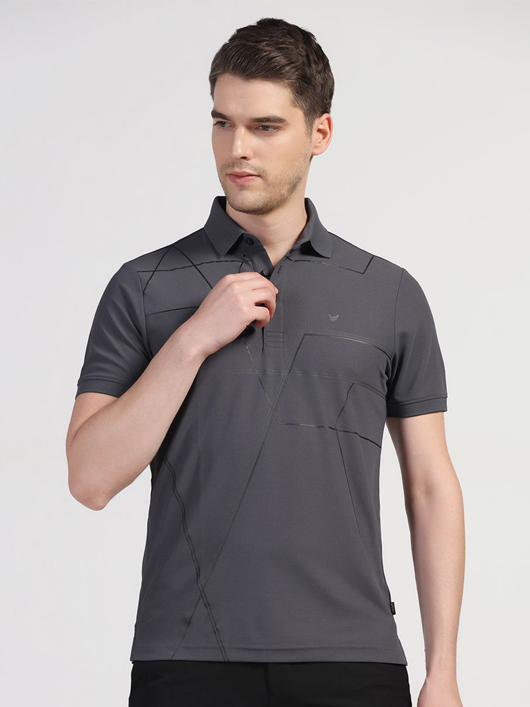 

Blackberrys Men Grey Printed TechPro Polo Tshirts, Charcoal