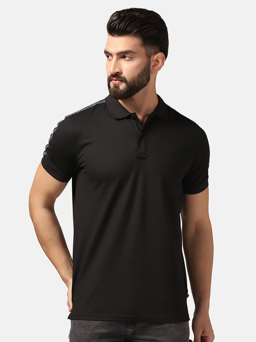 

Blackberrys Polo Collar Short Sleeves Cotton Slim Fit T-shirt, Black