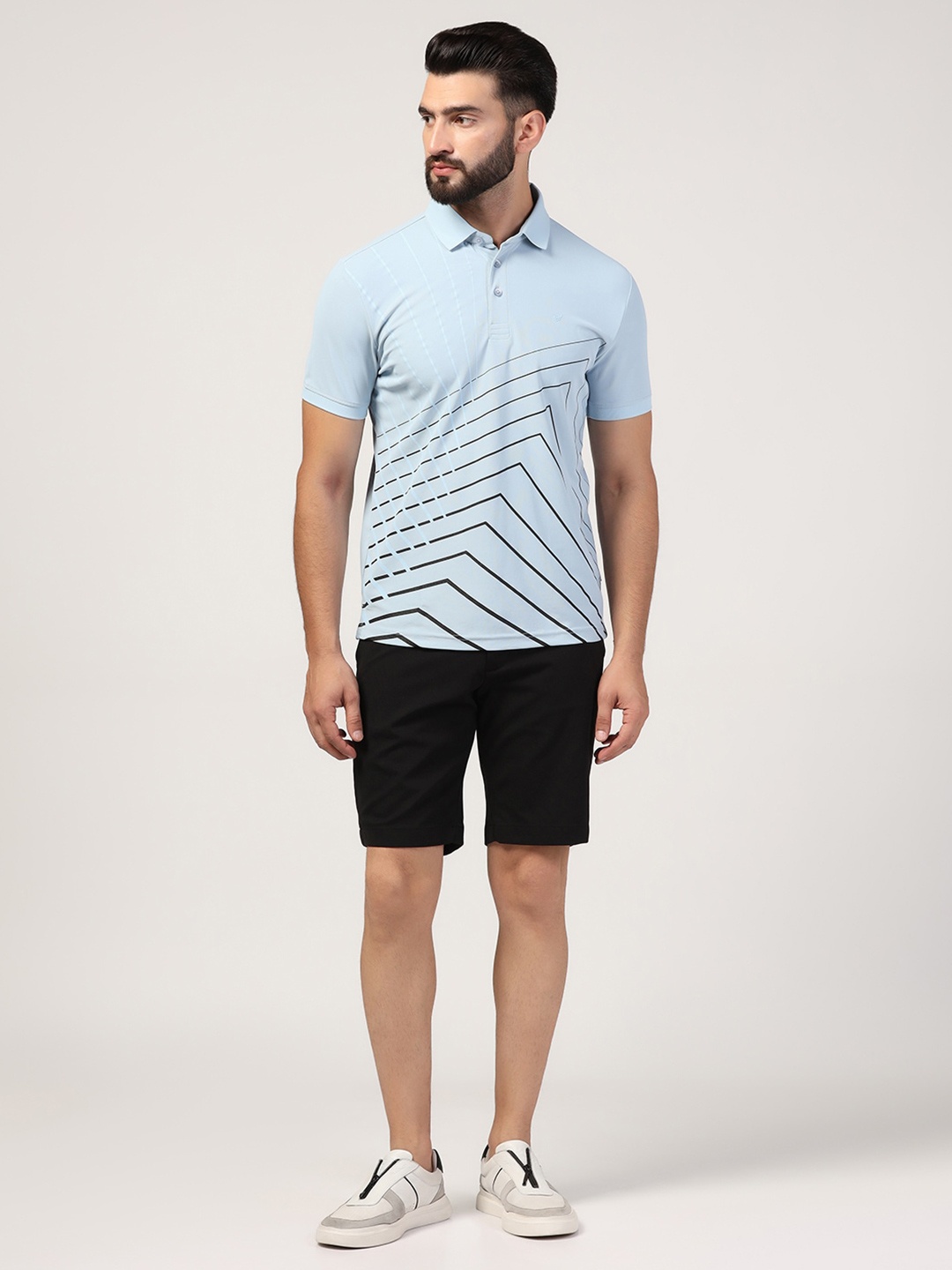 

Blackberrys Men Blue Printed TechPro Polo Tshirts