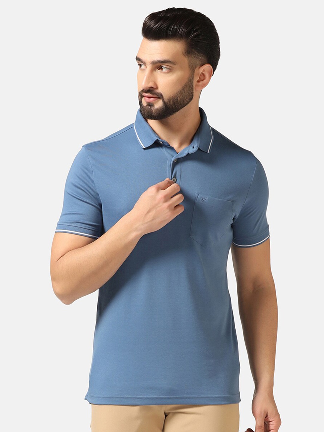 

Blackberrys Polo Collar Cotton Slim Fit T-shirt, Blue