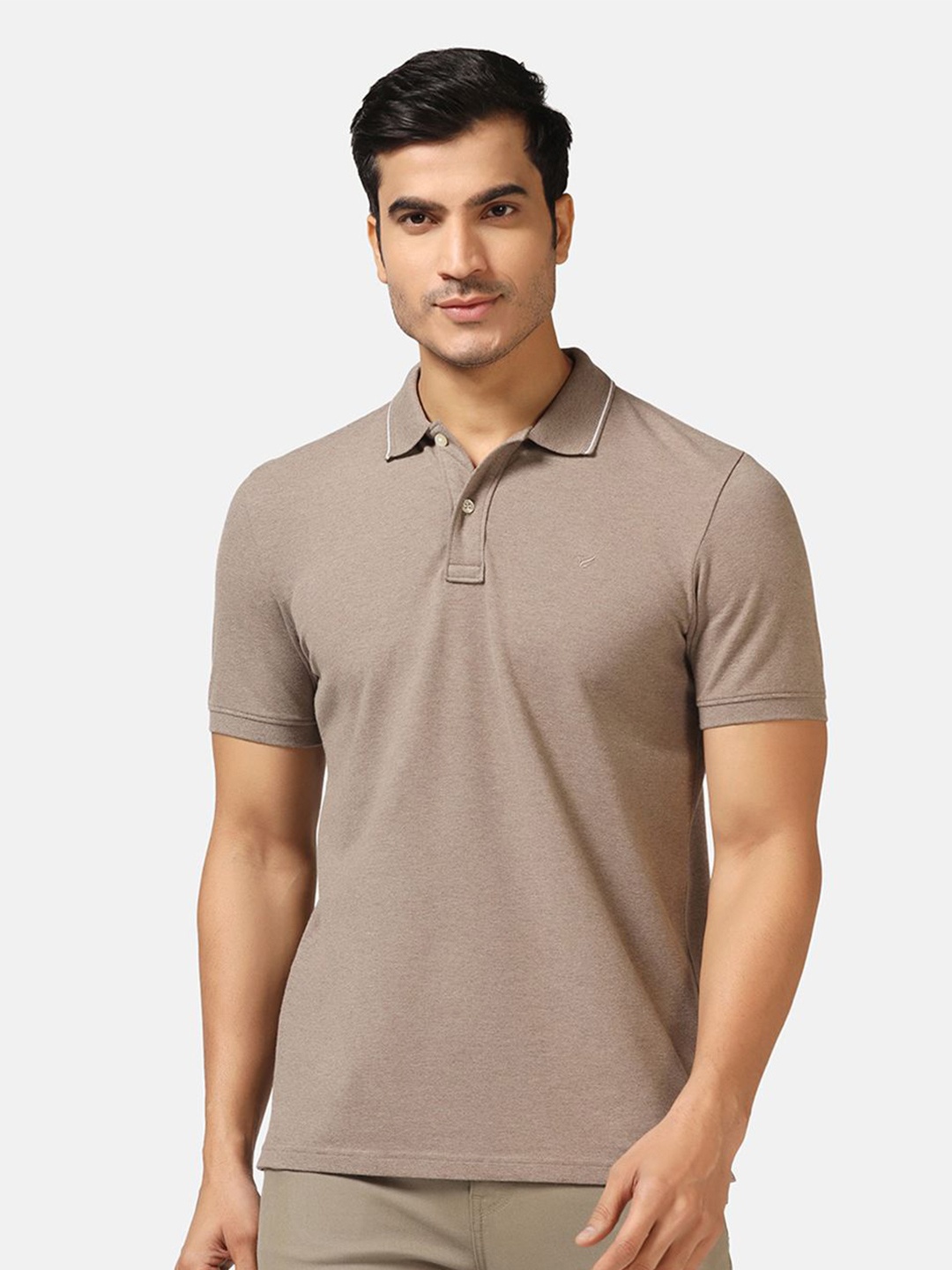 

Blackberrys Polo Collar Short Sleeves Cotton Slim Fit T-shirt, Brown