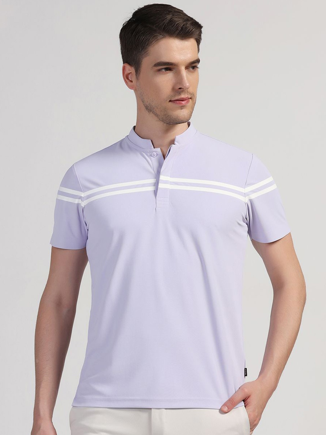 

Blackberrys Men Lavender Stripe TechPro Polo Tshirts