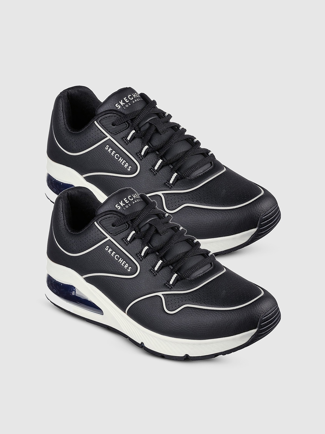 

Skechers UNO 2 Men Lace Up Round Toe Casual Sneakers, Black
