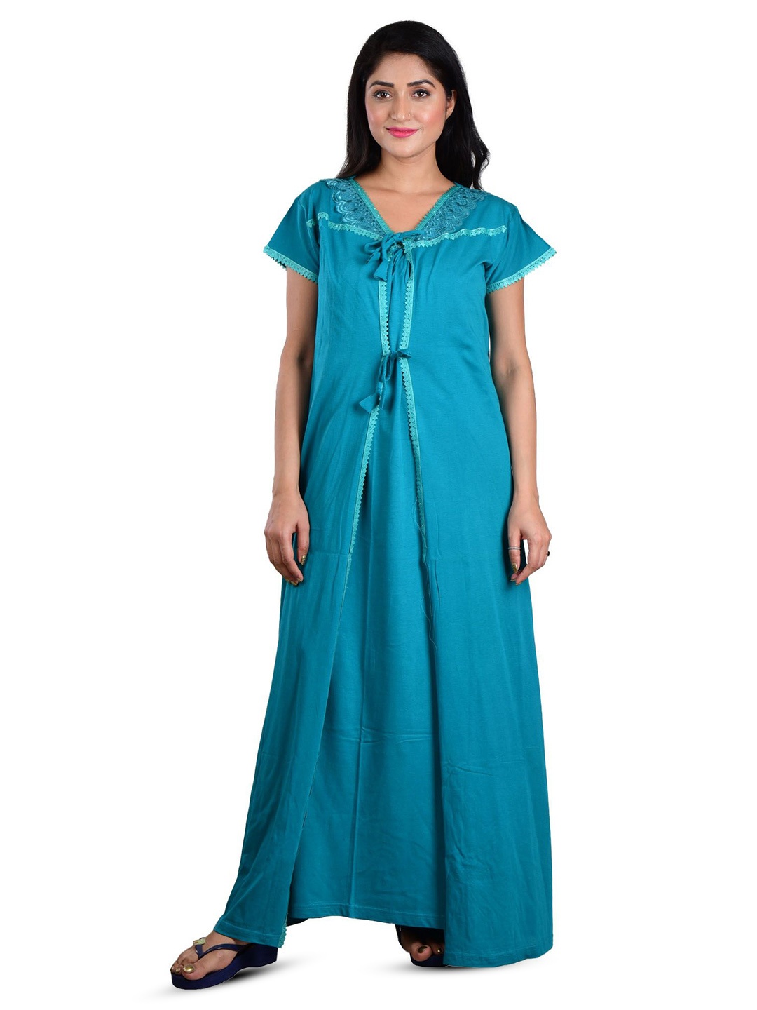 

DUI KONNA Shoulder Straps Maxi Nightdress With Robe, Sea green