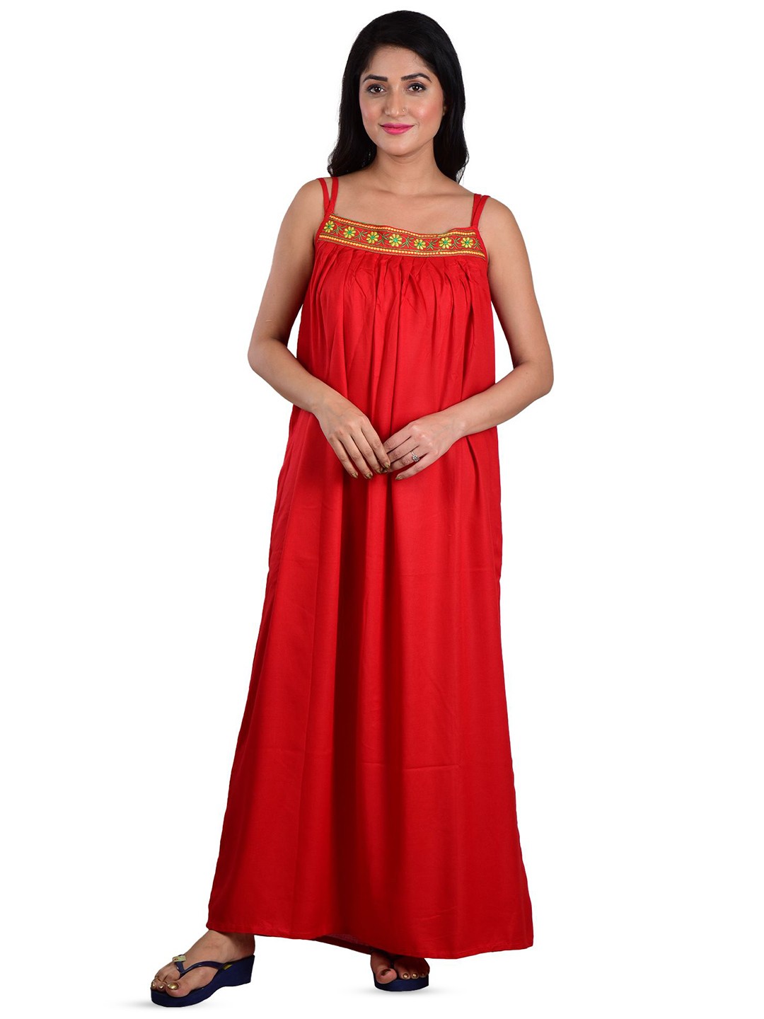 

DUI KONNA Embroidered Maxi Nightdress, Red