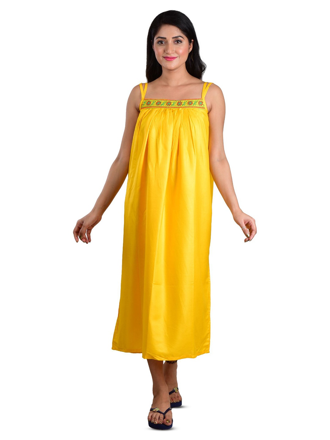 

DUI KONNA Shoulder Straps Midi Nightdress, Yellow