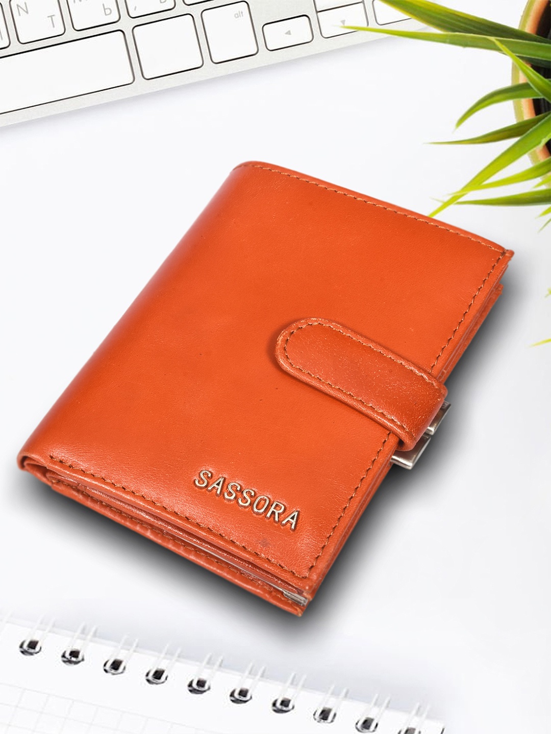 

Sassora Women Leather Two Fold Wallet, Orange