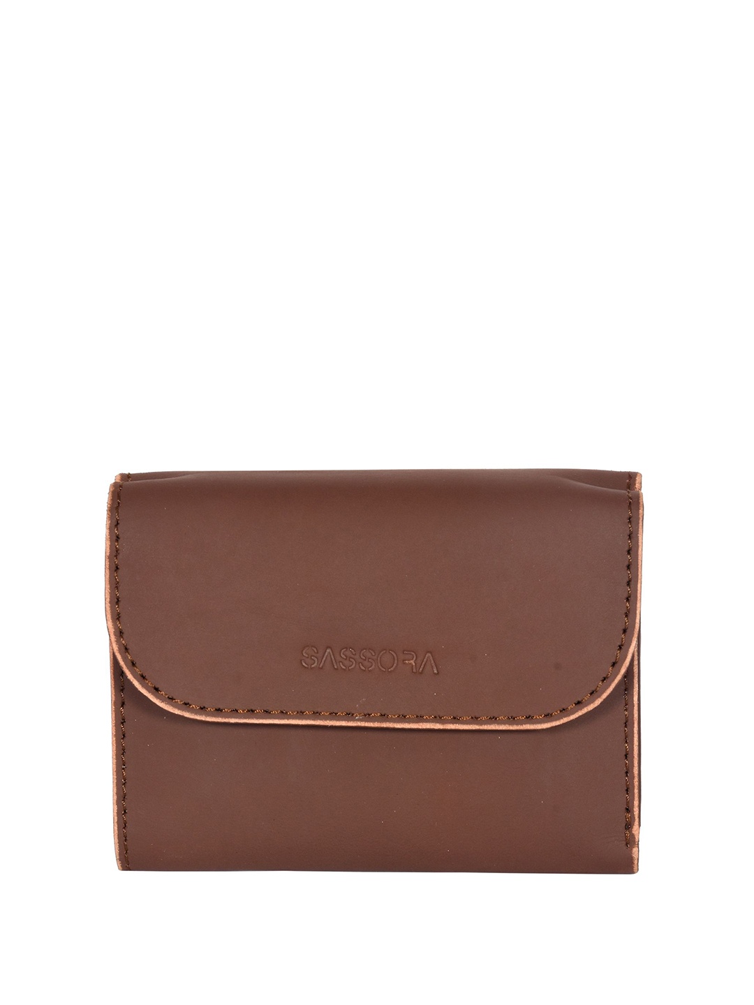 

Sassora Women Leather Three Fold Wallet, Tan