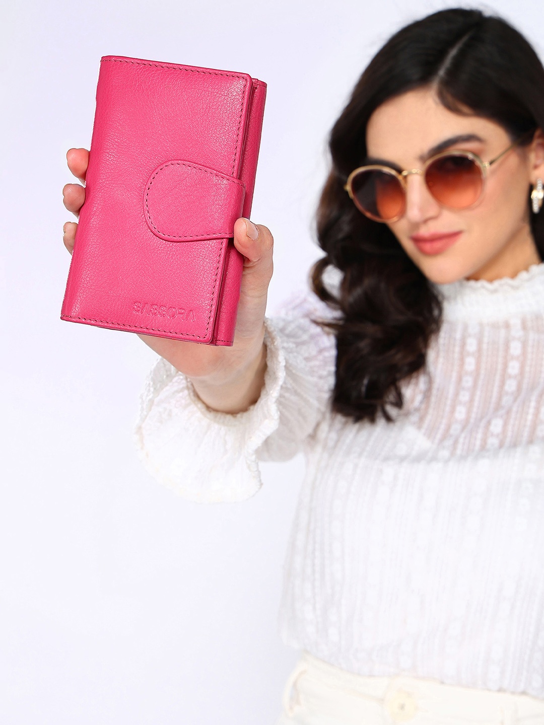 

Sassora Women Leather Two Fold Wallet, Pink