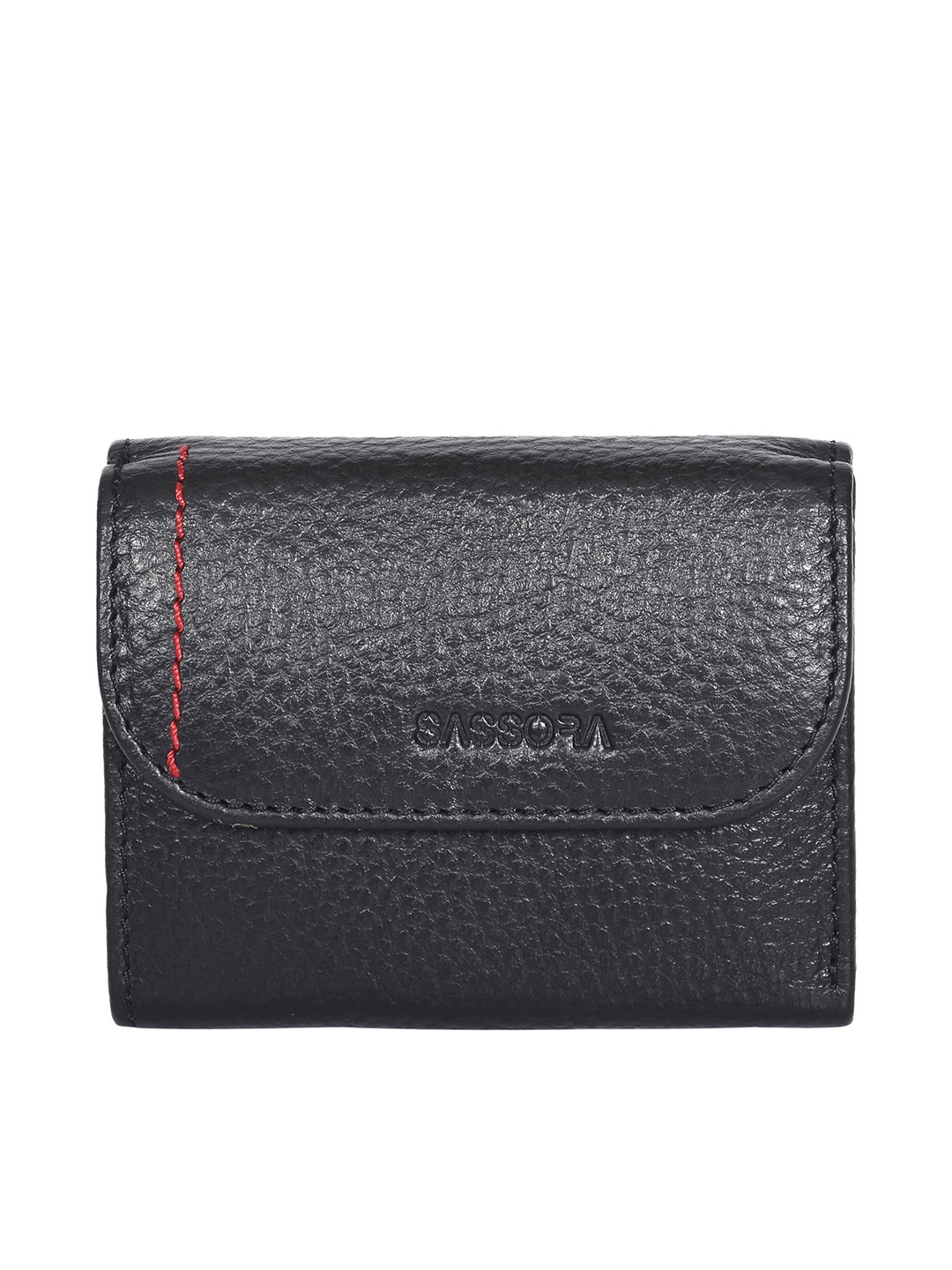 

Sassora Women Textured Bow Detail Leather Three Fold Wallet, Black