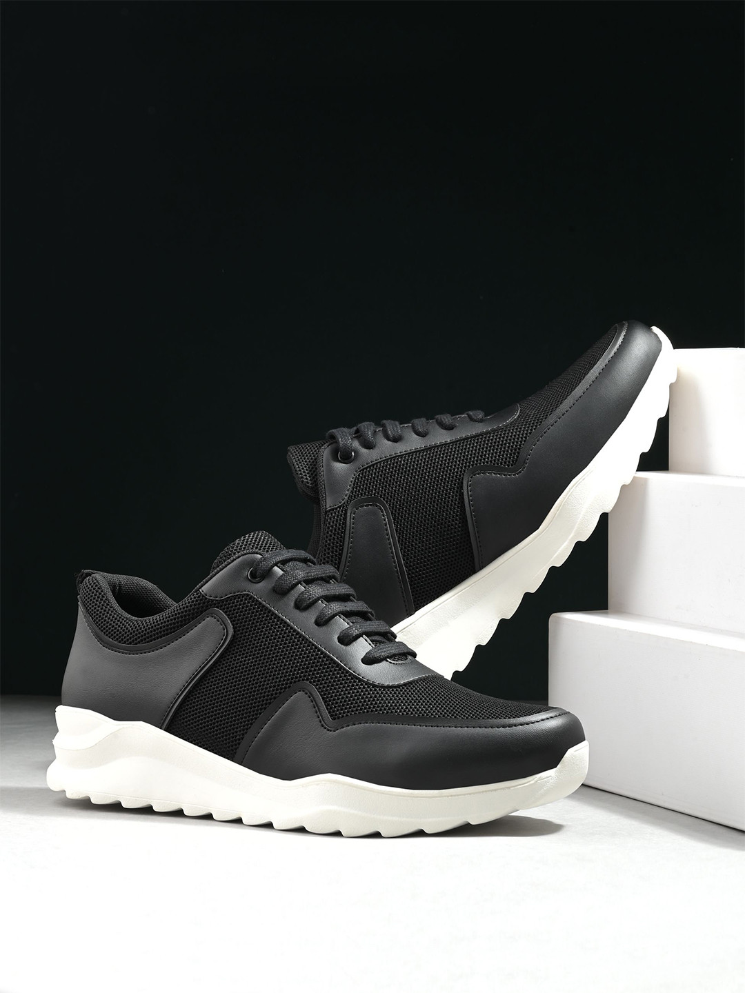 

The Roadster Lifestyle Co. Men Black Memory Foam Mesh Running Sports Shoes