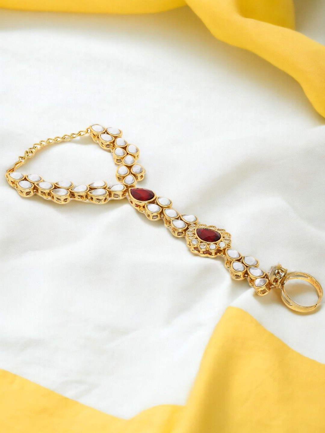 

Anouk Gold-Plated Kundan Studded Ring Bracelet