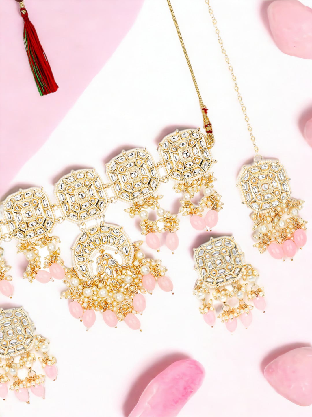 

Anouk Gold-Toned Kundan-Studded & Beaded Jewellery Set