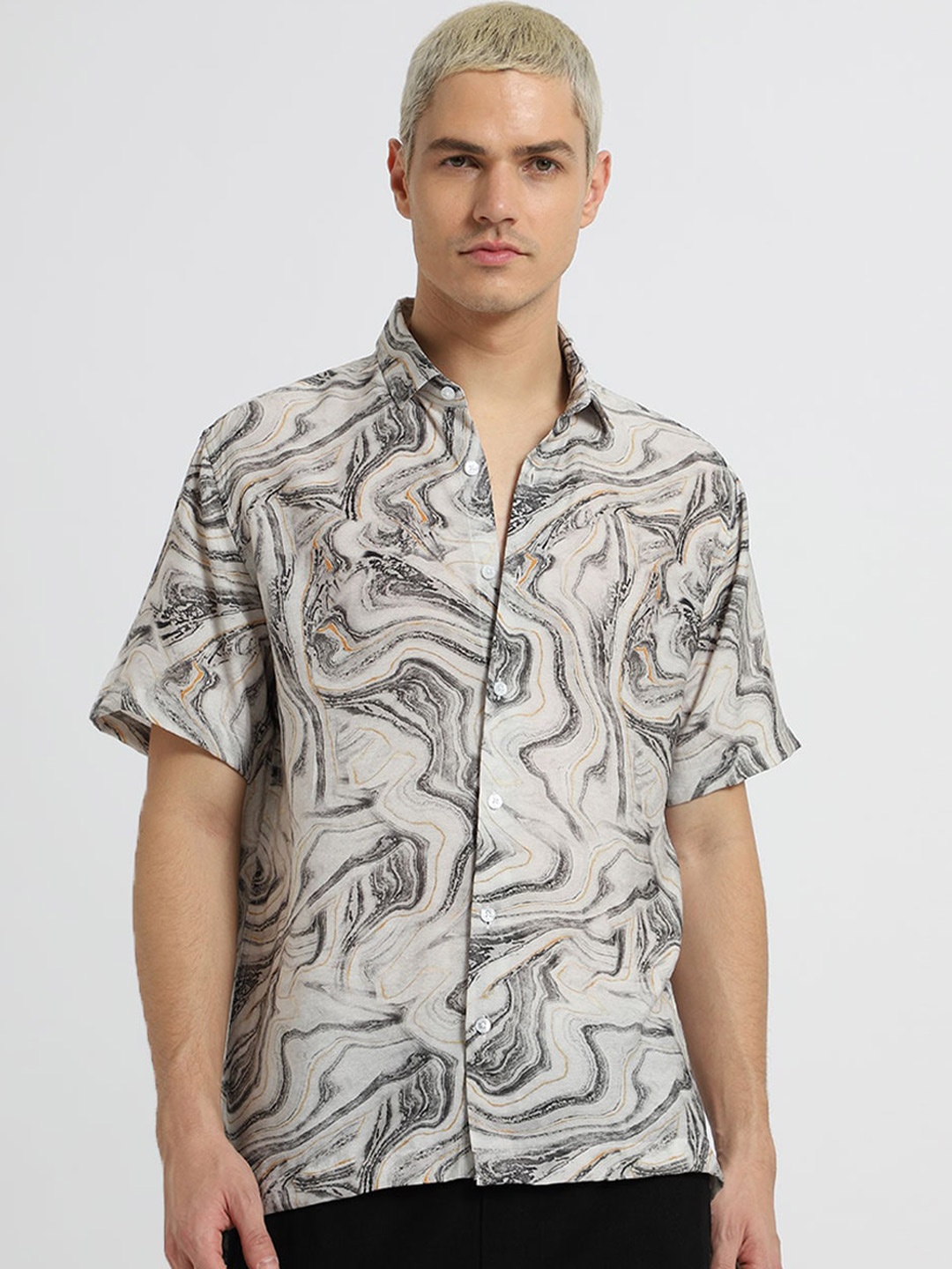 

Banana Club Classic Slim Fit Floral Printed Casual Shirt, Grey