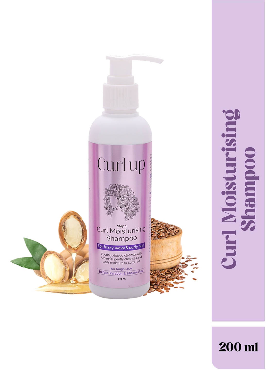 

Curl up Curl Moisturizing Shampoo with Argan Oil & Flaxseed - 200 ml, Lavender