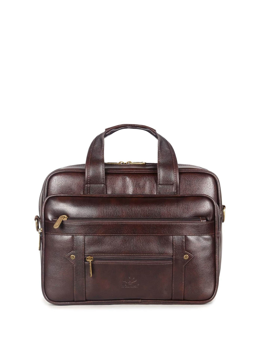 

THE CLOWNFISH Textured Leather Bowling Handheld Bag, Brown